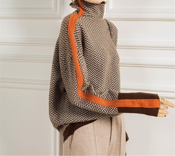 Ava | Herringbone Luxe Turtleneck