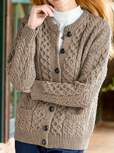 Avery - Cable Knit Button-Up Cardigan