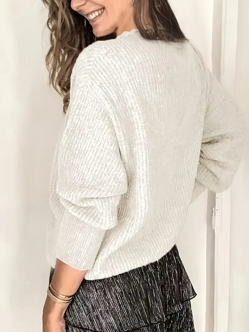 Rozelyn - Elegant V-Neck Cable Knit Sweater