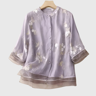 Nellie™ | Elegant Top with Embroidered Flowers