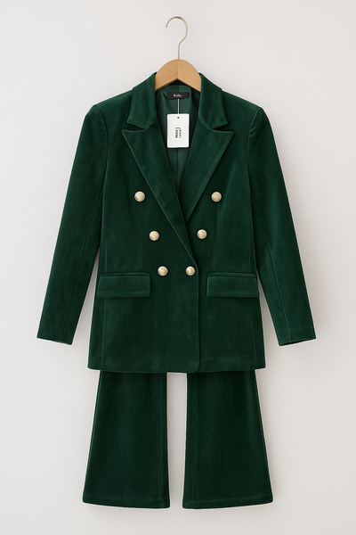 Dimitra - Velvet Double Breasted Blazer Set