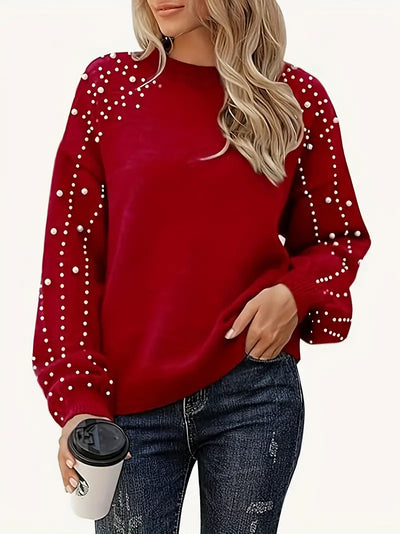 Quinlee - Long Sleeve Round Neck Knitted Sweater