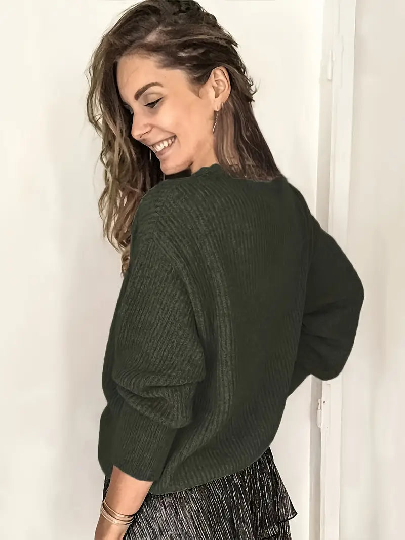 Rozelyn - Elegant V-Neck Cable Knit Sweater