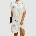 Corinna | Women's Satin Mock Neck Split Sleeve Mini Dress
