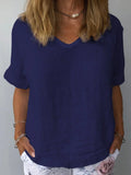 Relaxed Fit V-Neck Casual Blouse for Women