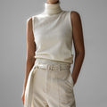 Women's Sleeveless Mock Neck Knit Top with Slim Fit
