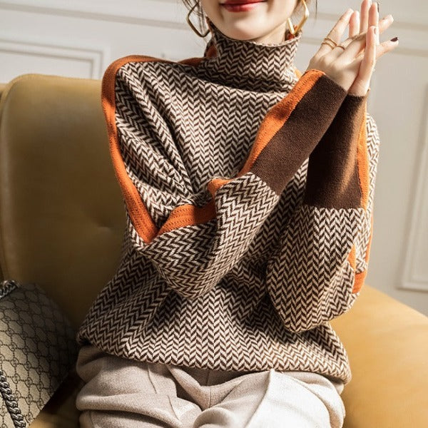 Ava | Herringbone Luxe Turtleneck
