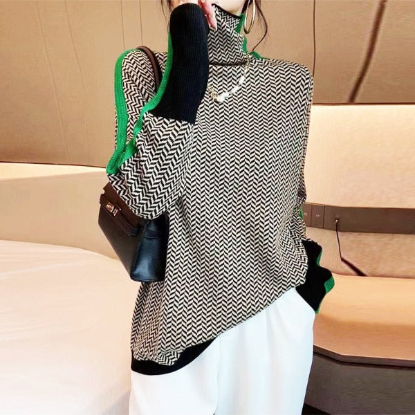 Ava | Herringbone Luxe Turtleneck