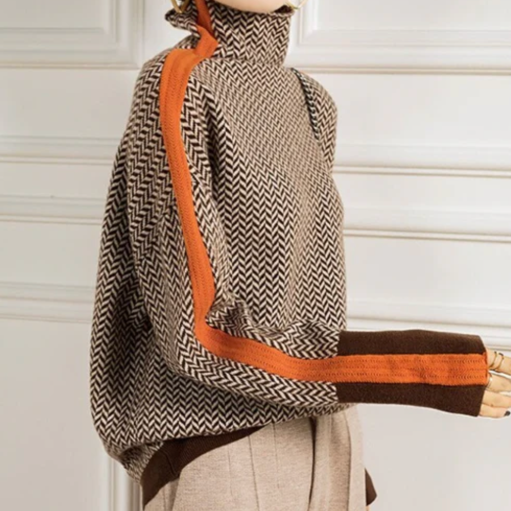 Ava | Herringbone Luxe Turtleneck