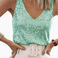 Women’s Sequin V-Neck Party Camisole Tank Top