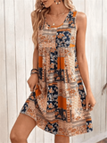 Zara | Women's Stretch Boho Patchwork Sleeveless Mini Dress