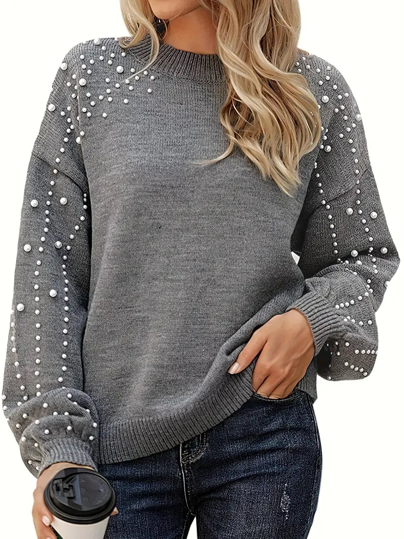 Quinlee - Long Sleeve Round Neck Knitted Sweater