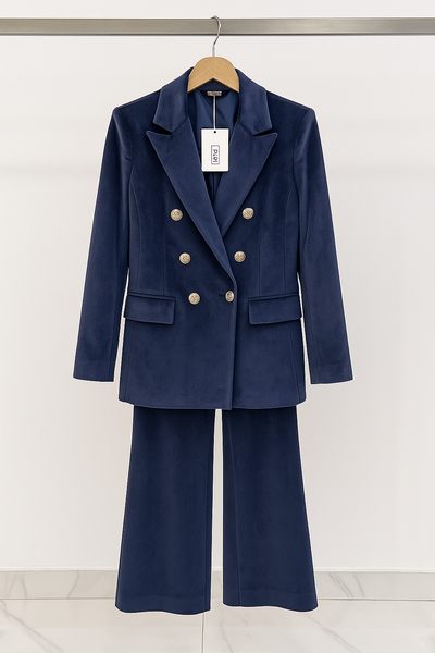 Dimitra - Velvet Double Breasted Blazer Set