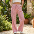 Relaxed Wide-Leg Stripe Trousers