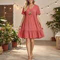 Spring V-Neck Tiered Midi Dress For Women