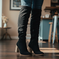 Slouch Knee-High Block Heel Boots