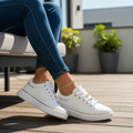 Women’s White Gold-Detail Sneakers