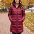 Long Quilted Hooded Zip Jacket