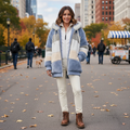Hooded Colorblock Plush Jacket