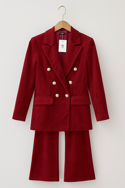 Dimitra - Velvet Double Breasted Blazer Set