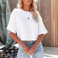 Boho Solid Color Crop T-Shirt