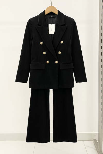 Dimitra - Velvet Double Breasted Blazer Set