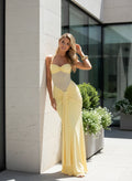 Sheer Panel Halter Evening Gown