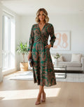 Printed Twist-Front Evening Gown