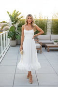 Ruffled Hem Spaghetti Strap Midi Dress