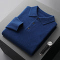 James | Men's Cashmere Polo Knit Sweater Long Sleeve Button Collar Pullover