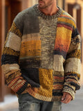 Ryan | Men's Patchwork Colorblock Long Sleeve Knit Sweater
