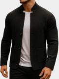 Owen | Men's Quilted Jacket Knit-Texture Mandarin-Collar Button-Front Blazer