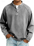 Daniel | Men's Vintage Washed Henley Pullover Mens Knit Sweater Long Sleeve