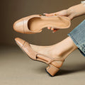 Eleanor | Slingback Pumps Genuine Leather Almond Toe Block Heel