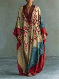 Layla | Women's Floral Batwing Maxi Long Sleeve Dress Japanese Plum Print