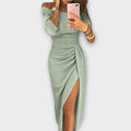 Luna | Women's Off-Shoulder Long-Sleeve Ruched Cocktail Party Dress