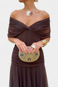 Aria | Women's Off-Shoulder Ruched Maxi Cocktail Party Dress