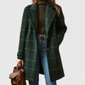 Aria | Women's Plaid Wool-Blend Longline Notch-Lapel Coat