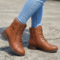 Scarlett | Women's Quilted Faux Leather Lace-Up Side Zip Ankle Boots