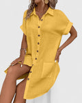 Penelope | Women's Relaxed-Fit Button-Down Short Sleeve Shirt Dress