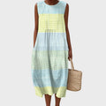 Amelia | Women's Sleeveless Tiered Plaid Cotton Midi Dress