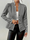 Isabella | Women's Textured Cable-Knit Open-Front Quilted Jacket