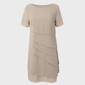 Isabella | Women's Tiered Chiffon Cocktail Party Dress Short Sleeve