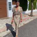 Penelope | Women's V-Neck Twisted Midi Cocktail Party Dress Animal Print