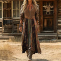 Evelyn | Women's Vintage Boho Patchwork Print V-Neck Long Sleeve Dress
