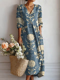 Harper | Women's Vintage Floral V-Neck Elegant Dress Relaxed Maxi